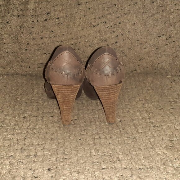 TERRA PLANA-Anthropolgie-High Heel-Brown Suede/Nubuck-Retro-Boho-Hippie-Sz 38-EX - Picture 6 of 8